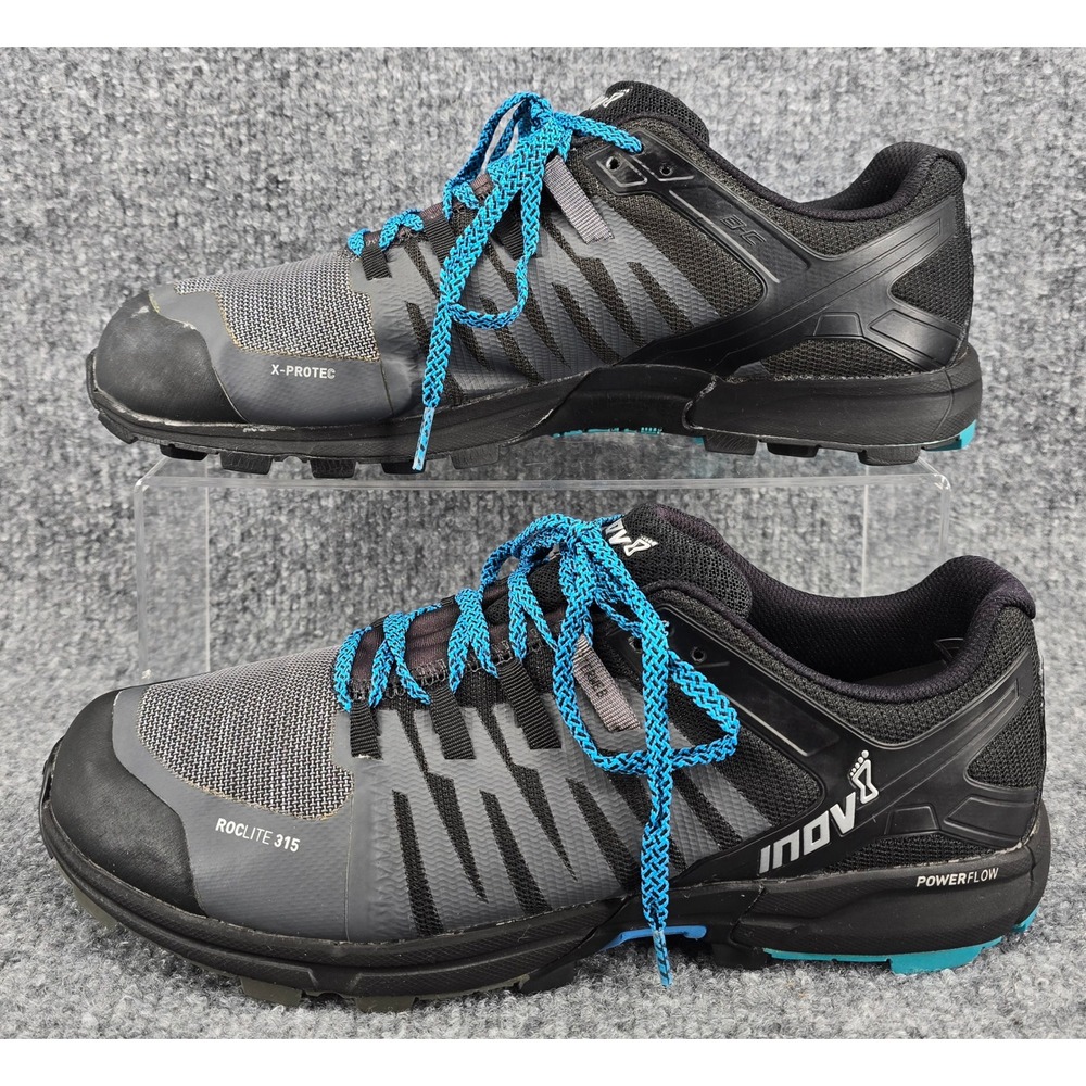 Inov-8 Roclite 315 Trail Running Shoes Mens 11.5 Black Gray Cushioned Grip Lugs